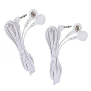 Healthcare World TENS Electrode Leads Male Snap with 3.5mm Plug, Reusable Lead Wires for Compatible TENS Machines (1 Pair)